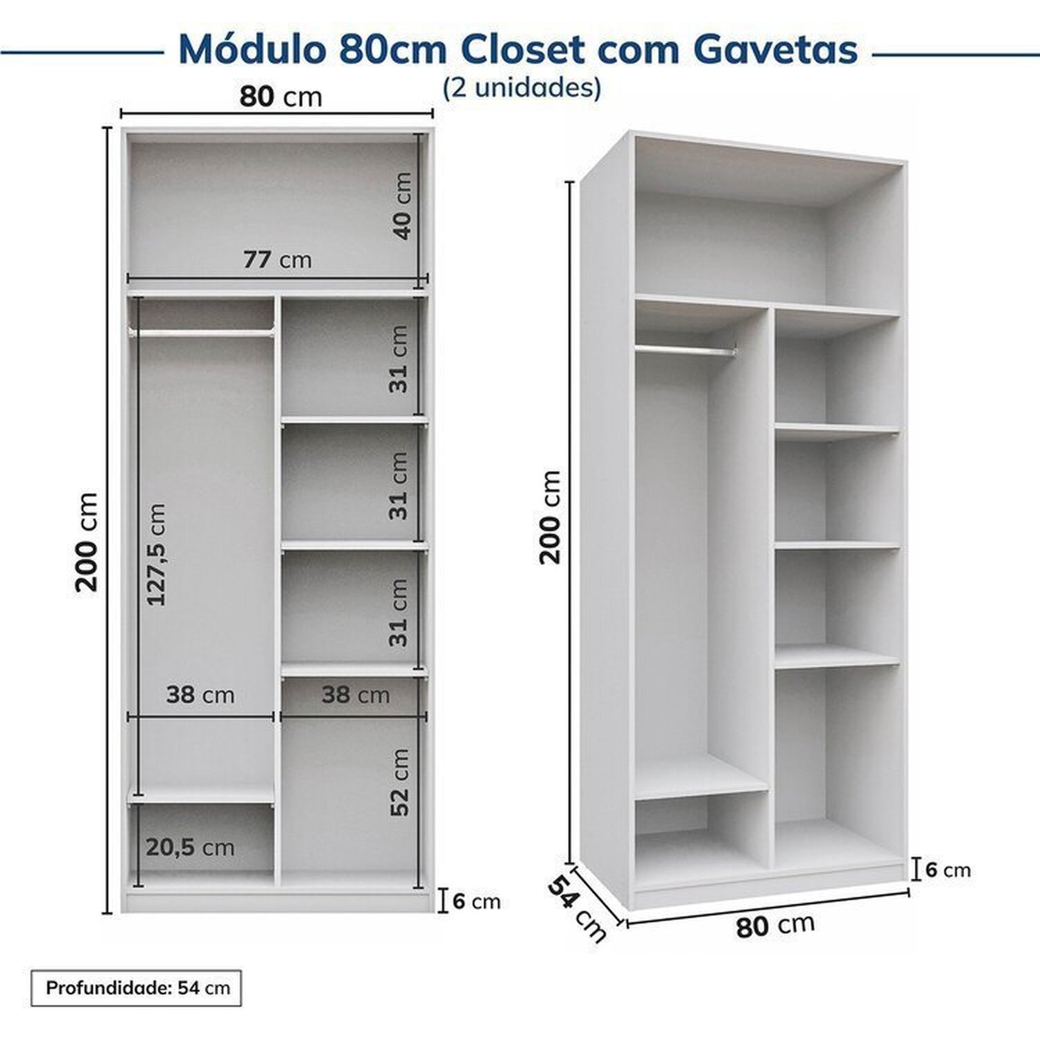 Guarda-roupa Modulado 6 Peças 6 Portas Jade Cabecasa Madeiramadeira - 13