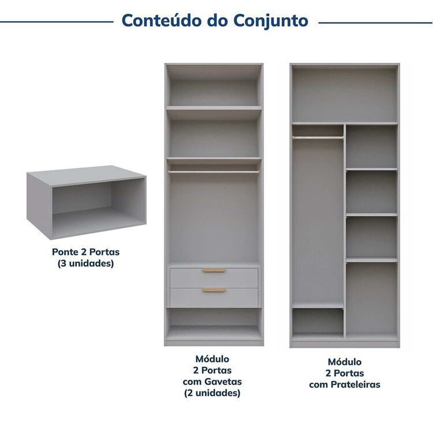 Guarda-roupa Modulado 6 Peças 12 Portas Jade Cabecasa Madeiramadeira - 5