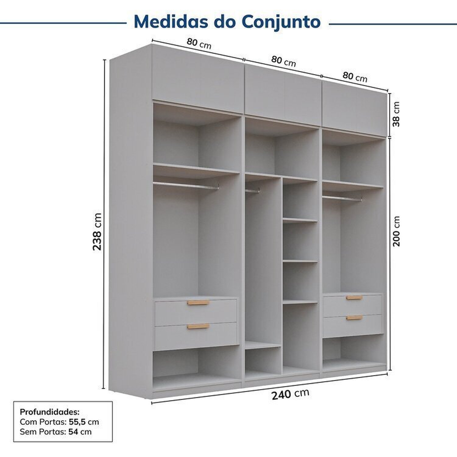 Guarda-roupa Modulado 6 Peças 12 Portas Jade Cabecasa Madeiramadeira - 4