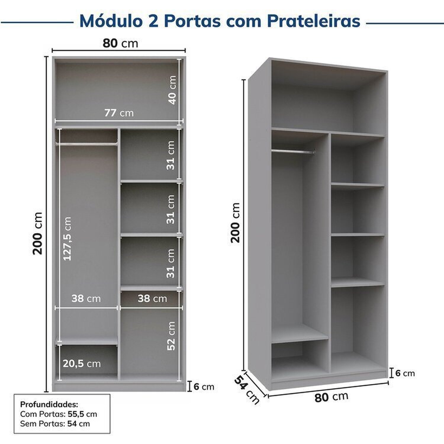 Guarda-roupa Modulado 6 Peças 12 Portas Jade Cabecasa Madeiramadeira - 12