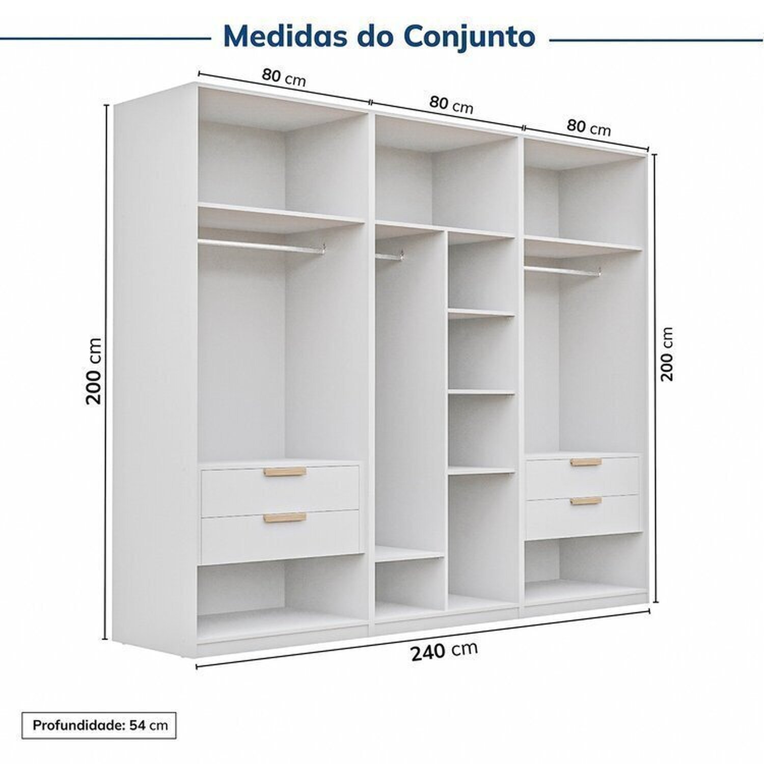 Guarda-roupa Modulado 3 Peças Jade Cabecasa Madeiramadeira - 4