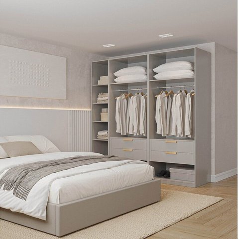 Guarda-Roupa Planejado 3 Peças sem Portas Jade CabeCasa MadeiraOriginals Cinza/Urbano