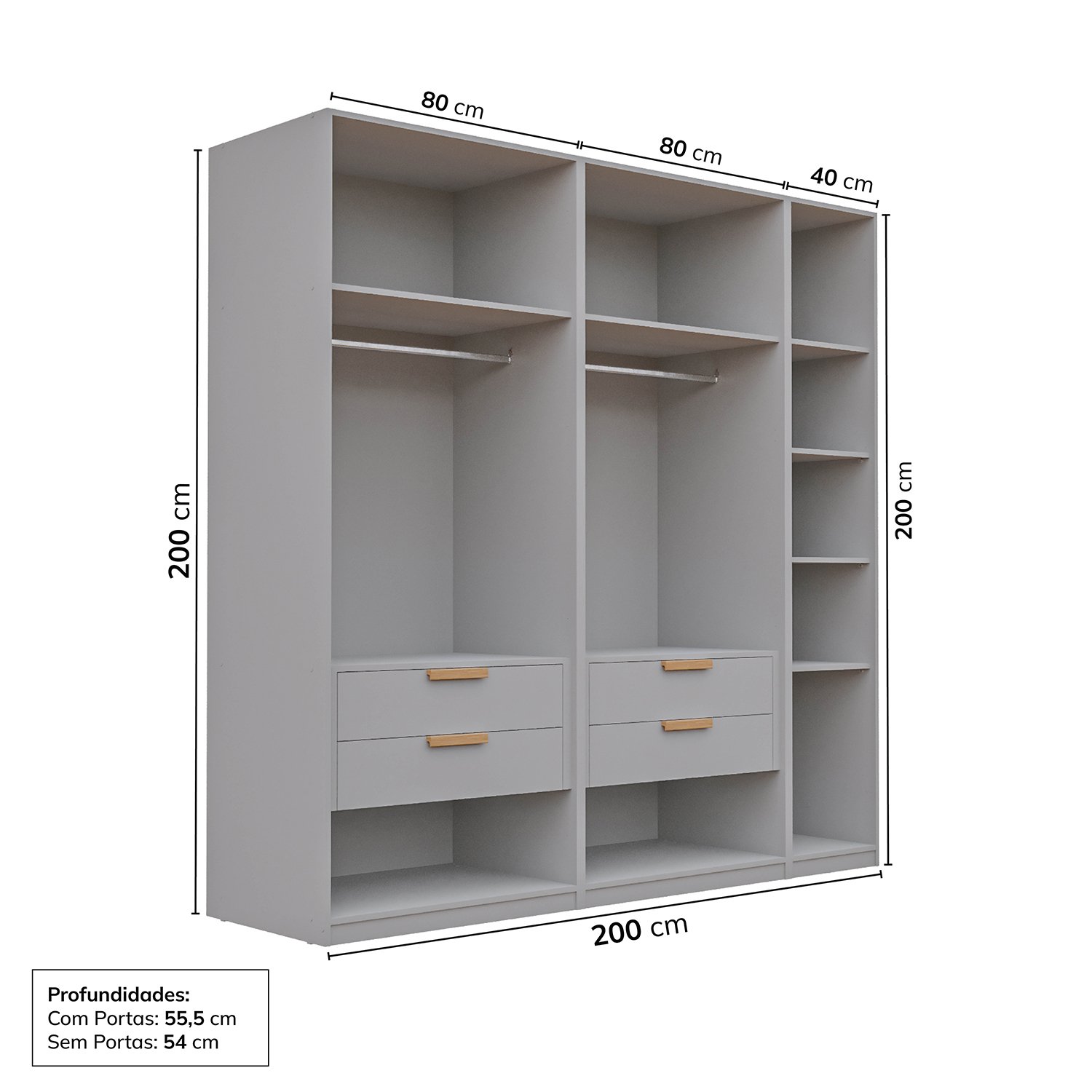 Guarda-roupa Modulado 3 Peças 5 Portas Jade Cabecasa Madeiramadeira - 4