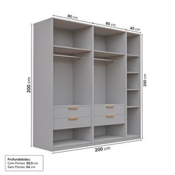 Guarda-roupa Modulado 3 Peças 5 Portas Jade Cabecasa Madeiramadeira - 4