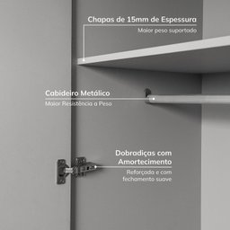 Guarda-roupa Modulado 3 Peças 5 Portas Jade Cabecasa Madeiramadeira - 8
