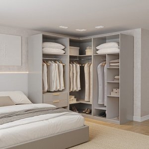 Guarda-Roupa Modulado de Canto 3 Peças sem Portas Jade CabeCasa MadeiraMadeira