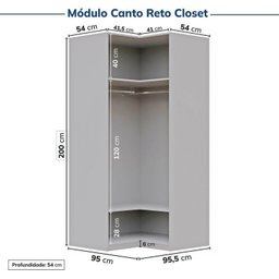 Guarda-Roupa Modulado de Canto 3 Peças sem Portas Jade CabeCasa MadeiraMadeira - 11