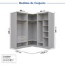 Guarda-Roupa Modulado de Canto 3 Peças sem Portas Jade CabeCasa MadeiraOriginals - 3