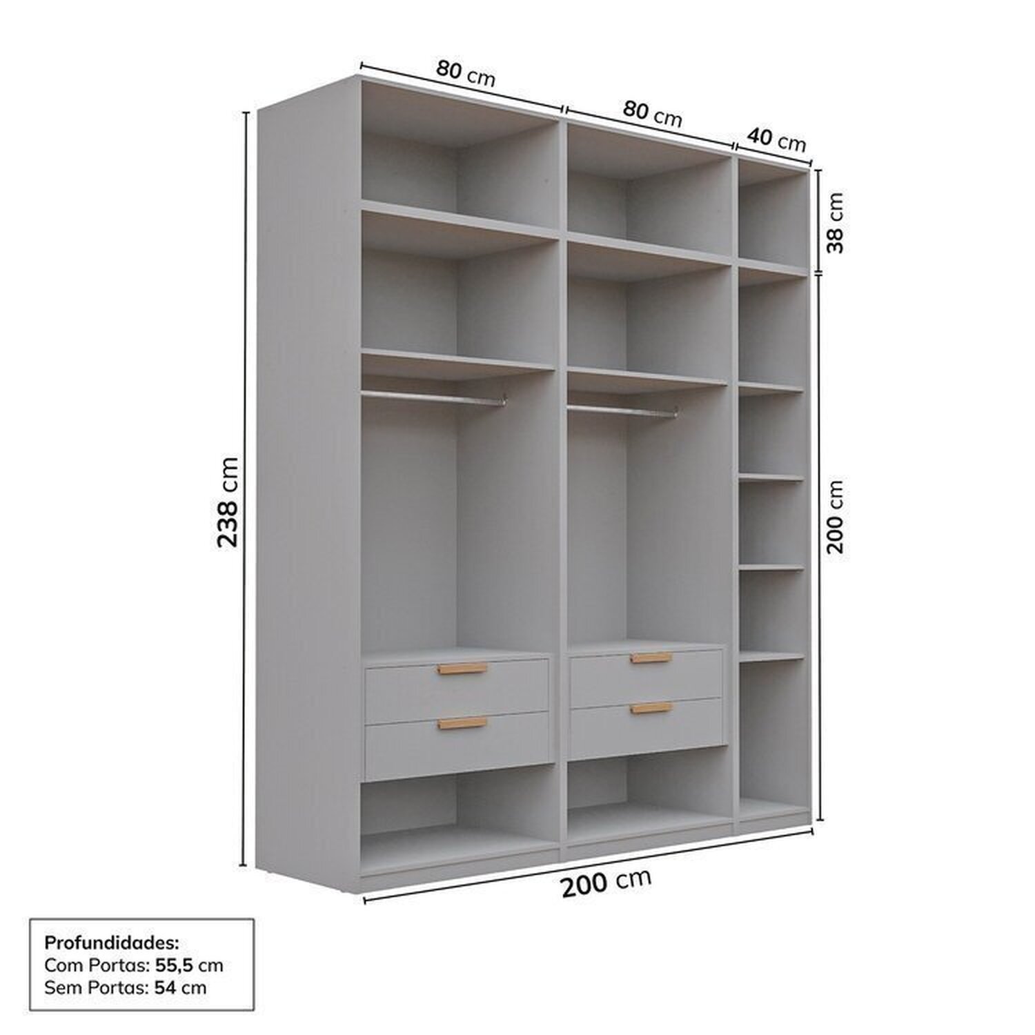 Guarda-roupa Modulado 6 Peças 10 Portas Jade Cabecasa Madeiramadeira - 4