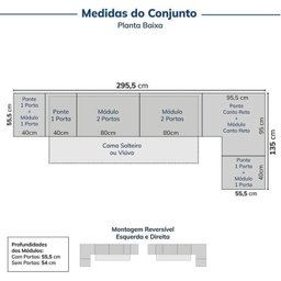 Guarda-roupa Modulado 9 Peças 13 Portas Jade Cabecasa Madeiramadeira - 3