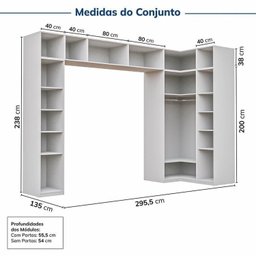 Guarda-roupa Modulado 9 Peças 13 Portas Jade Cabecasa Madeiramadeira - 4