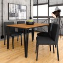 Ver imagem 1 de Mesa com 4 Cadeiras Industrial 1,36 Denver Pt/cn/gr - Móveis Arapongas Preto Fosco/cin/linho