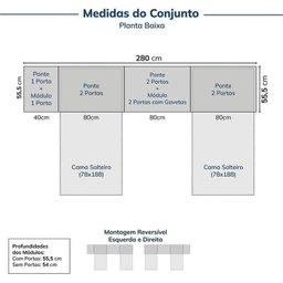 Guarda-roupa Modulado 6 Peças 10 Portas Jade Cabecasa Madeiramadeira - 3