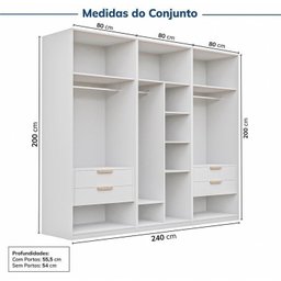 Guarda-roupa Modulado 3 Peças 6 Portas Jade CabeCasa MadeiraMadeira - 4