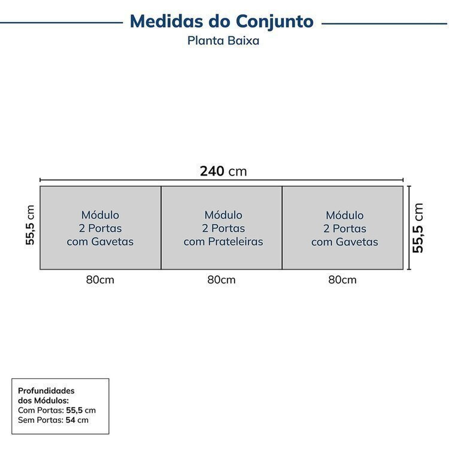 Guarda-roupa Modulado 3 Peças 6 Portas Jade Cabecasa Madeiramadeira - 3