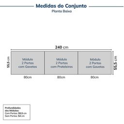 Guarda-roupa Modulado 3 Peças 6 Portas Jade CabeCasa MadeiraMadeira - 3