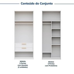 Guarda-roupa Modulado 3 Peças 6 Portas Jade CabeCasa MadeiraMadeira - 5