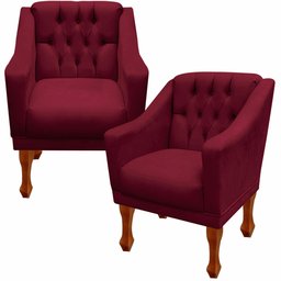 Jogo de Sofá Namoradeira + 02 Poltronas para Escritorio Recepção Grecia - Suede Marsala - 4