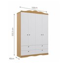 Ver imagem 3 de Guarda-Roupa Infantil 100% MDF 4 Portas e 4 Gavetas 158cm Multimóveis Crper-GRP130 Madeirado/Branco