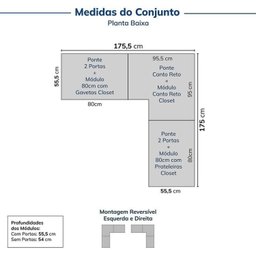 Guarda-roupa Modulado 6 Peças 6 Portas Jade Cabecasa Madeiramadeira - 3