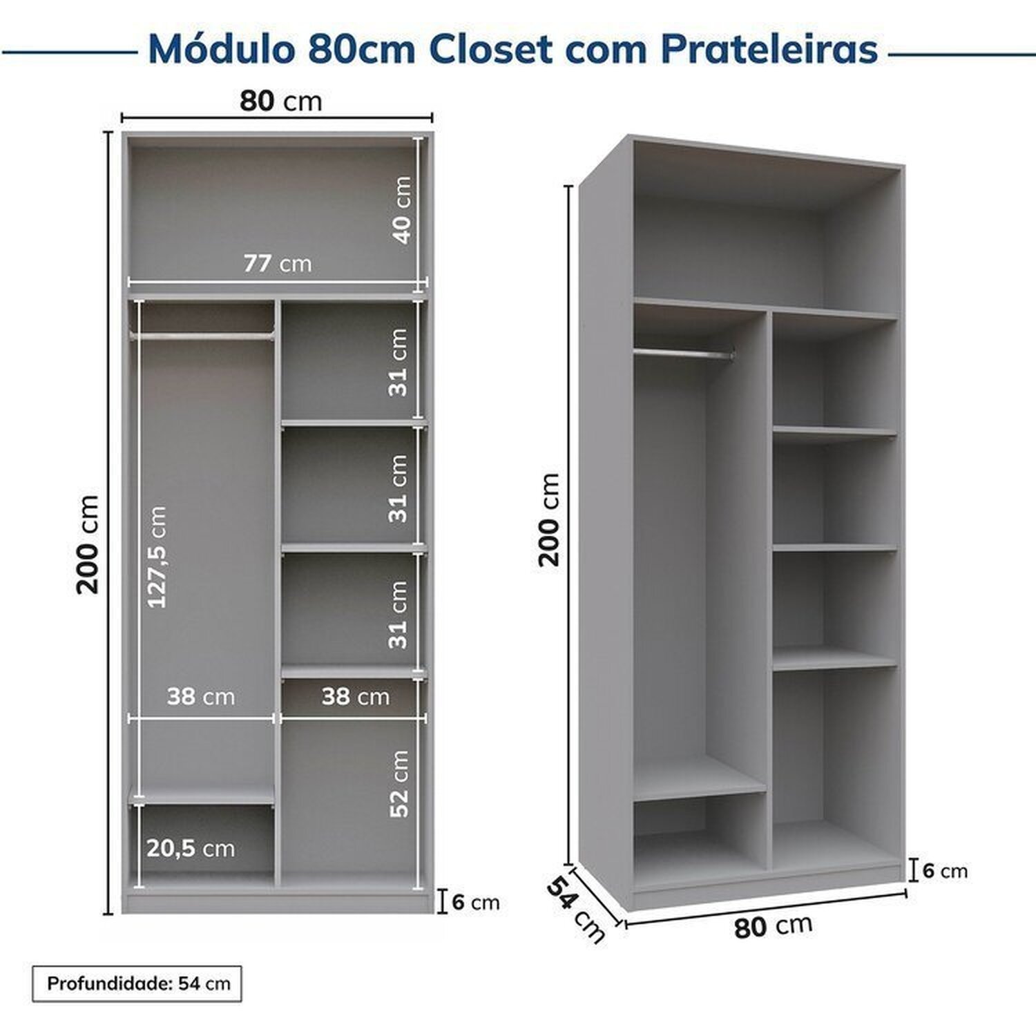 Guarda-roupa Modulado 6 Peças 6 Portas Jade Cabecasa Madeiramadeira - 11