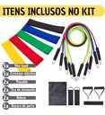 Ver imagem 1 de Kit Elástico 11 Peças + Mini Band 5 Níveis Treino em Casa