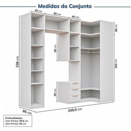 Guarda-roupa Modulado de Canto 8 Peças 10 Portas Jade CabeCasa MadeiraMadeira - 4