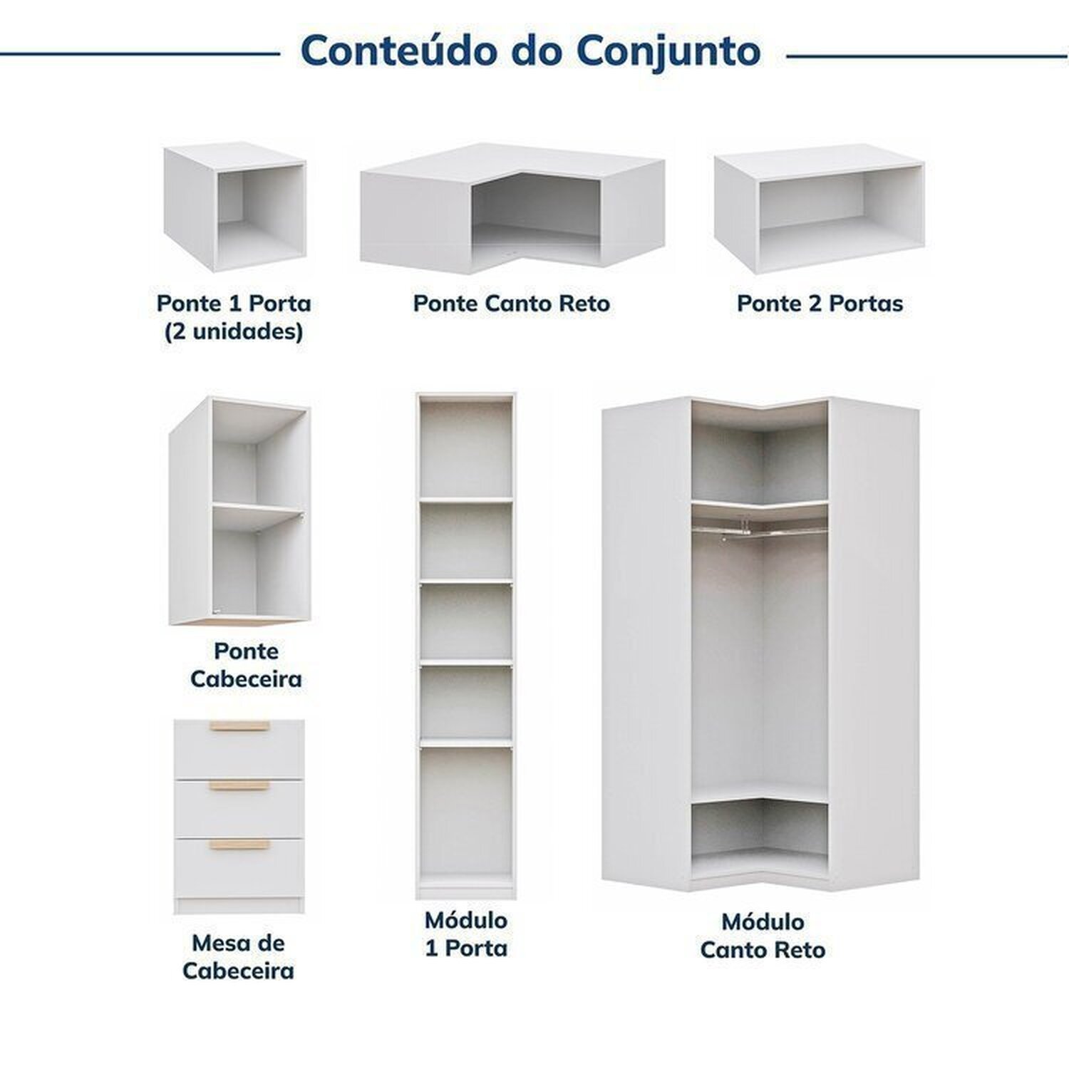 Guarda-roupa Modulado 10 Peças 10 Portas 1 Mesa Cabeceira Jade Cabecasa Madeiramadeira - 5