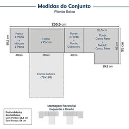 Guarda-roupa Modulado de Canto 8 Peças 10 Portas Jade CabeCasa MadeiraMadeira - 3