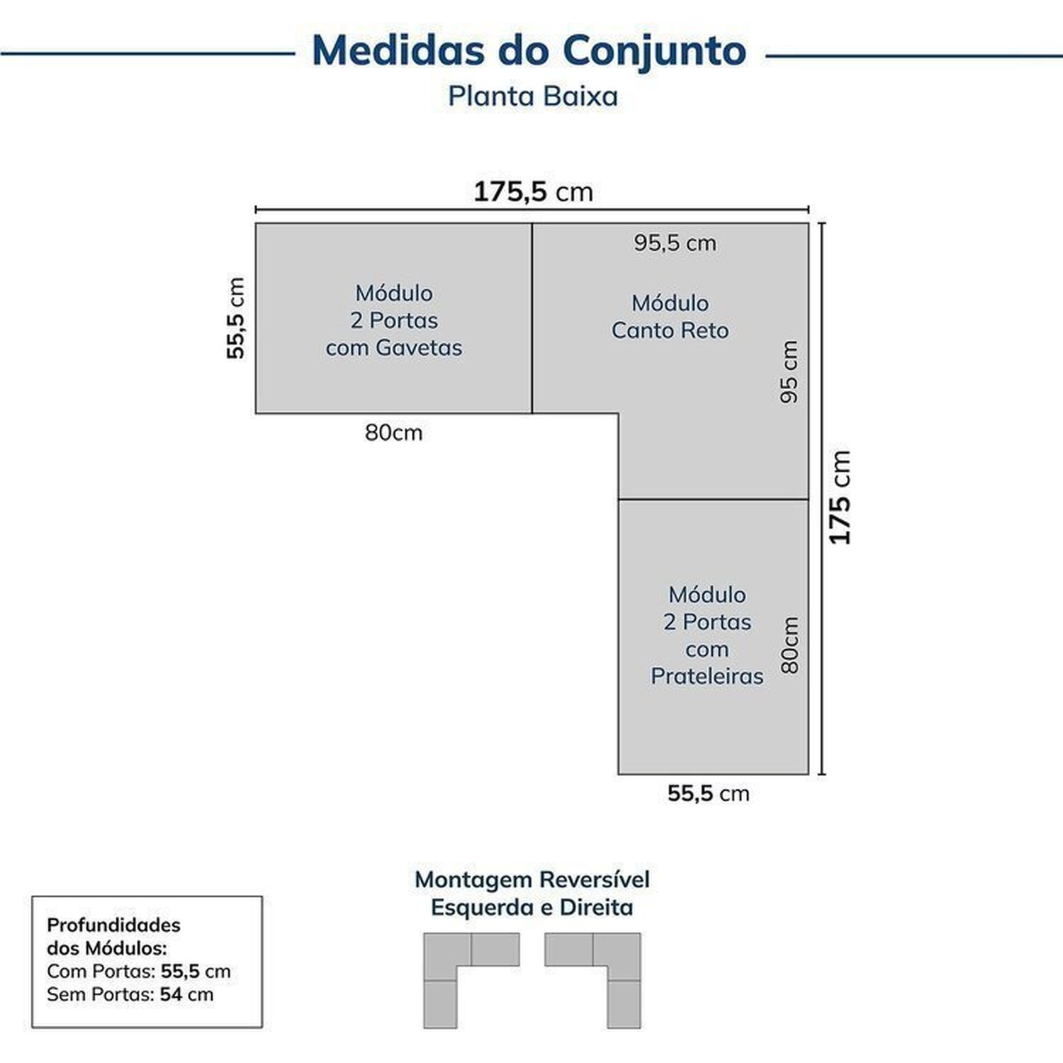 Guarda-roupa Modulado 3 Peças 6 Portas Jade Cabecasa Madeiramadeira - 3