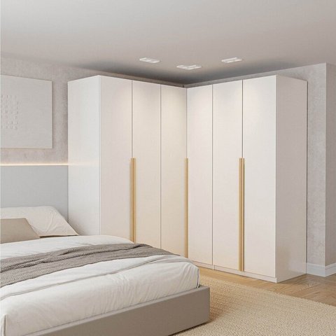 Guarda-Roupa Modulado 3 Peças 6 Portas Jade CabeCasa MadeiraOriginals Branco/Fosco