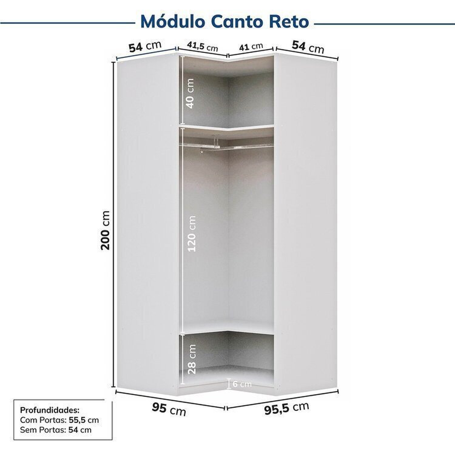 Guarda-roupa Modulado 3 Peças 6 Portas Jade Cabecasa Madeiramadeira - 13