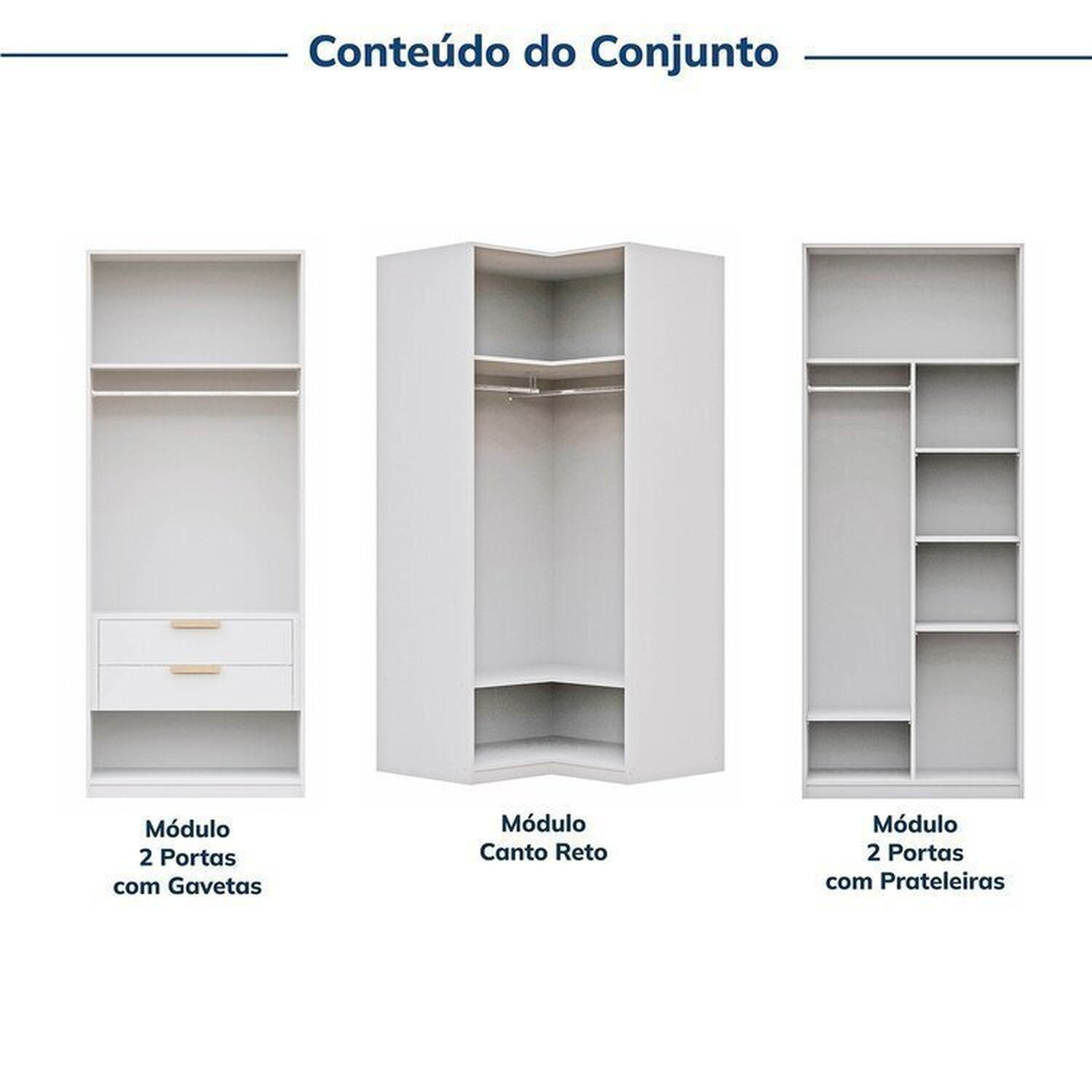 Guarda-roupa Modulado 3 Peças 6 Portas Jade Cabecasa Madeiramadeira - 5