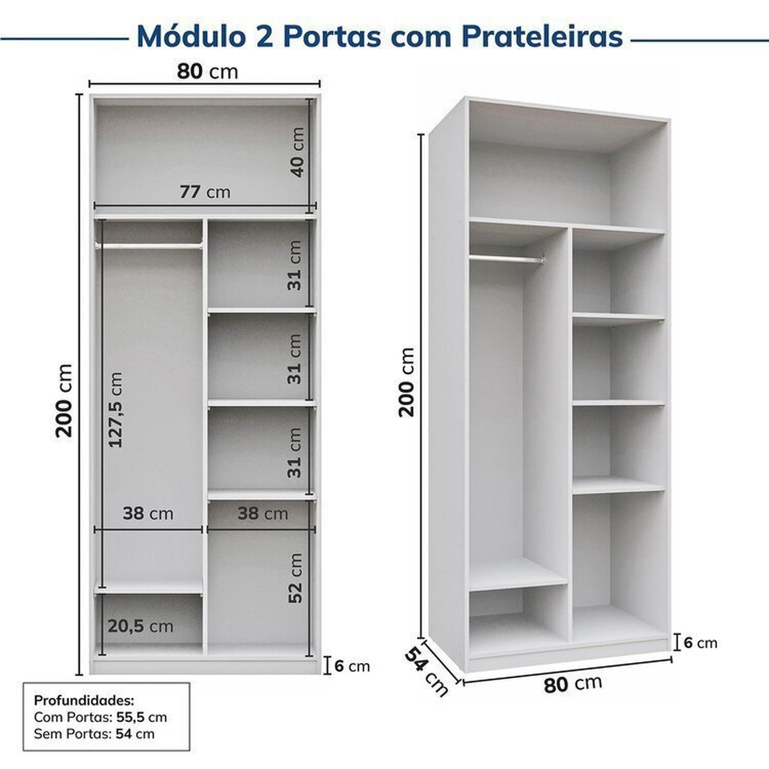 Guarda-roupa Modulado 3 Peças 6 Portas Jade Cabecasa Madeiramadeira - 11