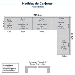 Guarda-roupa Modulado 10 Peças 14 Portas Jade CabeCasa MadeiraMadeira - 3