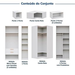 Guarda-roupa Modulado 10 Peças 14 Portas Jade CabeCasa MadeiraMadeira - 5
