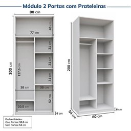 Guarda-roupa Modulado 10 Peças 14 Portas Jade CabeCasa MadeiraMadeira - 13