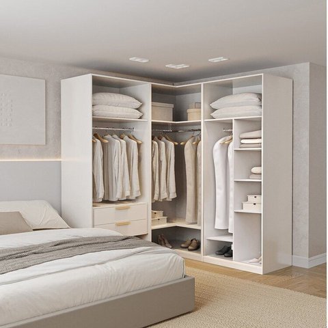 Guarda-Roupa Modulado 3 Peças sem Portas Jade CabeCasa MadeiraOriginals Branco/Fosco