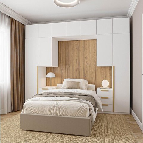 Guarda-Roupa Modulado 10 Peças 11 Portas 2 Mesas de Cabeceira Jade CabeCasa MadeiraOriginals Branco/Fosco