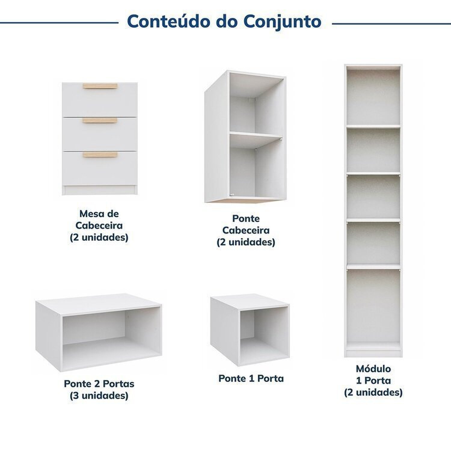 Guarda-roupa Modulado 10 Peças 11 Portas 2 Mesas de Cabeceira Jade Cabecasa Madeiramadeira - 5