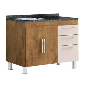 Balcão Gabinete para Pia de Cozinha 1,00mt:castanho/branco