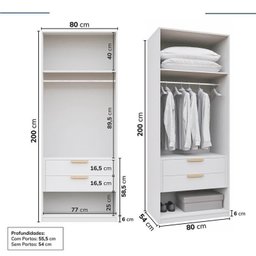 Guarda-roupa Modulado 7 Peças 7 Portas 2 Mesa Cabeceira Jade Cabecasa Madeiramadeira - 11