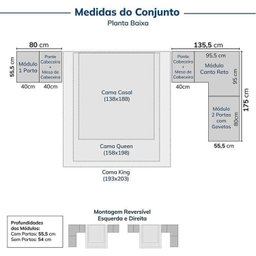 Guarda-Roupa Modulado 7 Peças 7 Portas 2 Mesa Cabeceira Jade CabeCasa MadeiraOriginals Branco/Fosco - 3 Guarda-Roupa Modulado 7 Peças 7 Portas 2 Mesa Cabeceira Jade CabeCasa MadeiraOriginals Branco/Fosco - 3