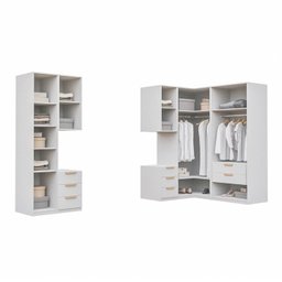 Guarda-Roupa Modulado 7 Peças 7 Portas 2 Mesa Cabeceira Jade CabeCasa MadeiraOriginals Branco/Fosco - 6 Guarda-Roupa Modulado 7 Peças 7 Portas 2 Mesa Cabeceira Jade CabeCasa MadeiraOriginals Branco/Fosco - 6