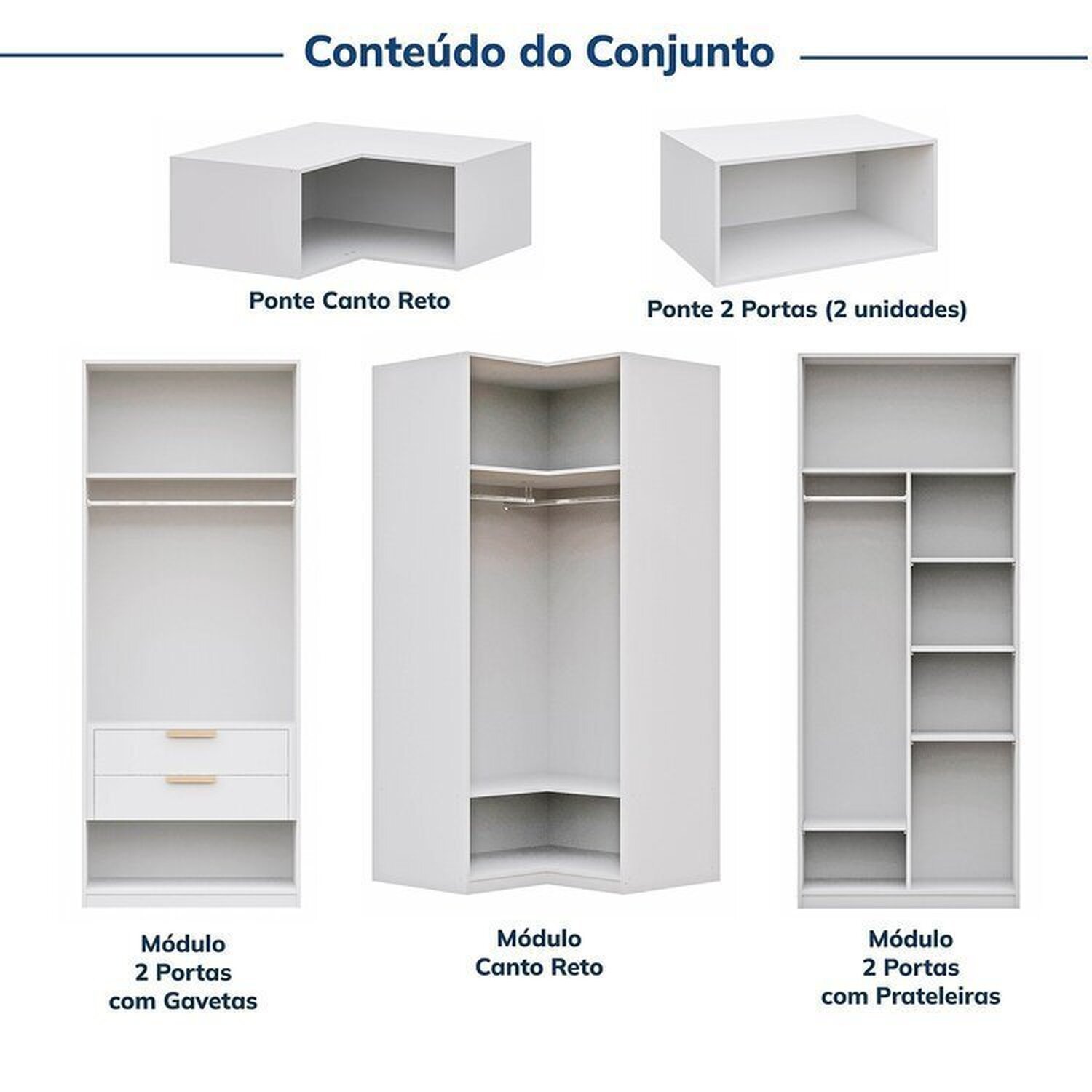 Guarda-roupa Modulado 6 Peças 12 Portas Jade Cabecasa Madeiramadeira - 5