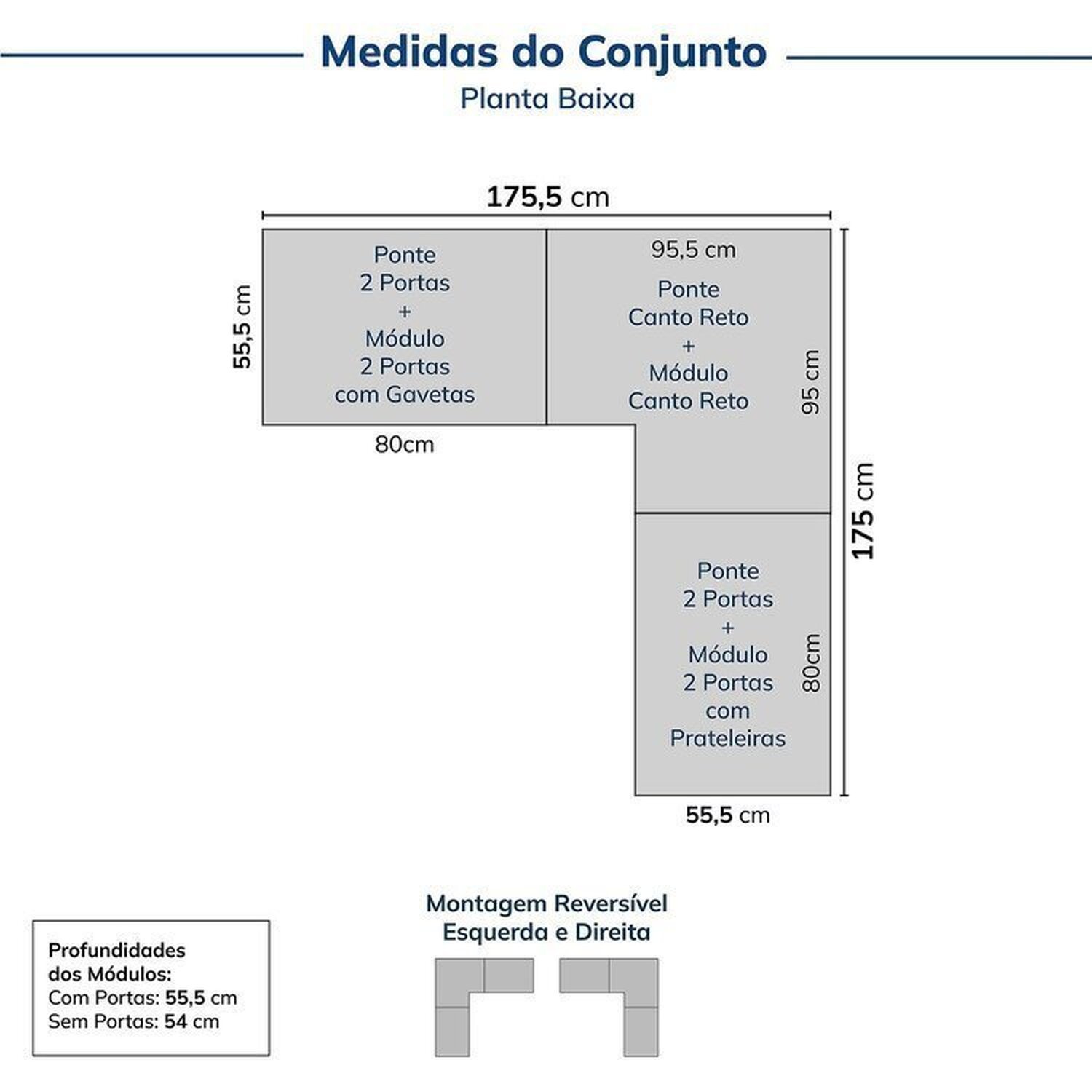 Guarda-roupa Modulado 6 Peças 12 Portas Jade Cabecasa Madeiramadeira - 3