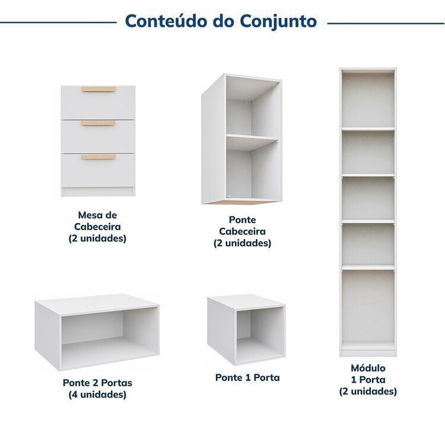 Guarda-roupa Modulado 11 Peças 13 Portas 2 Mesas Cabeceira Jade Cabecasa Madeiramadeira - 5