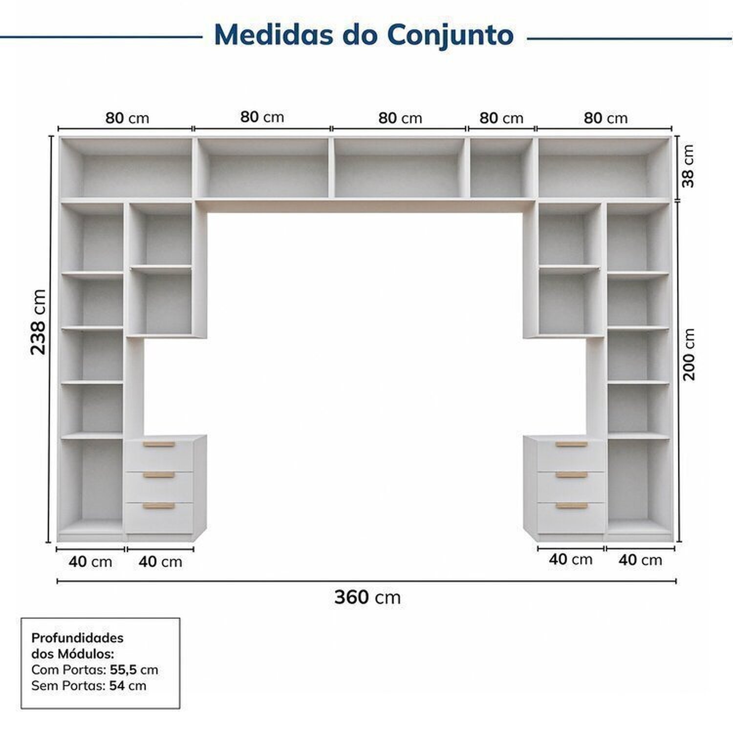 Guarda-roupa Modulado 11 Peças 13 Portas 2 Mesas Cabeceira Jade Cabecasa Madeiramadeira - 4