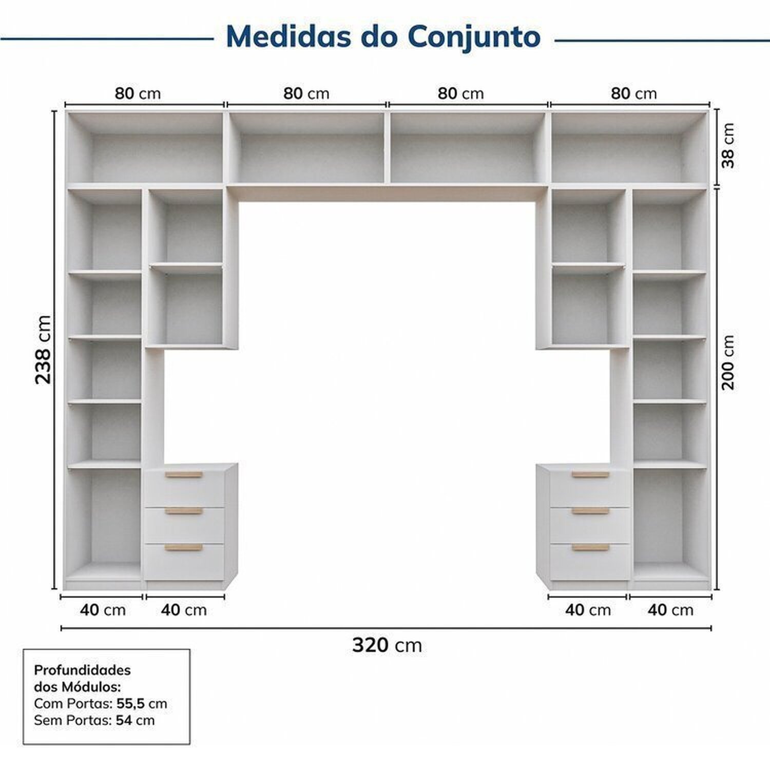 Guarda-roupa Modulado 10 Peças 12 Portas 2 Mesas Cabeceira Jade Cabecasa Madeiramadeira - 4