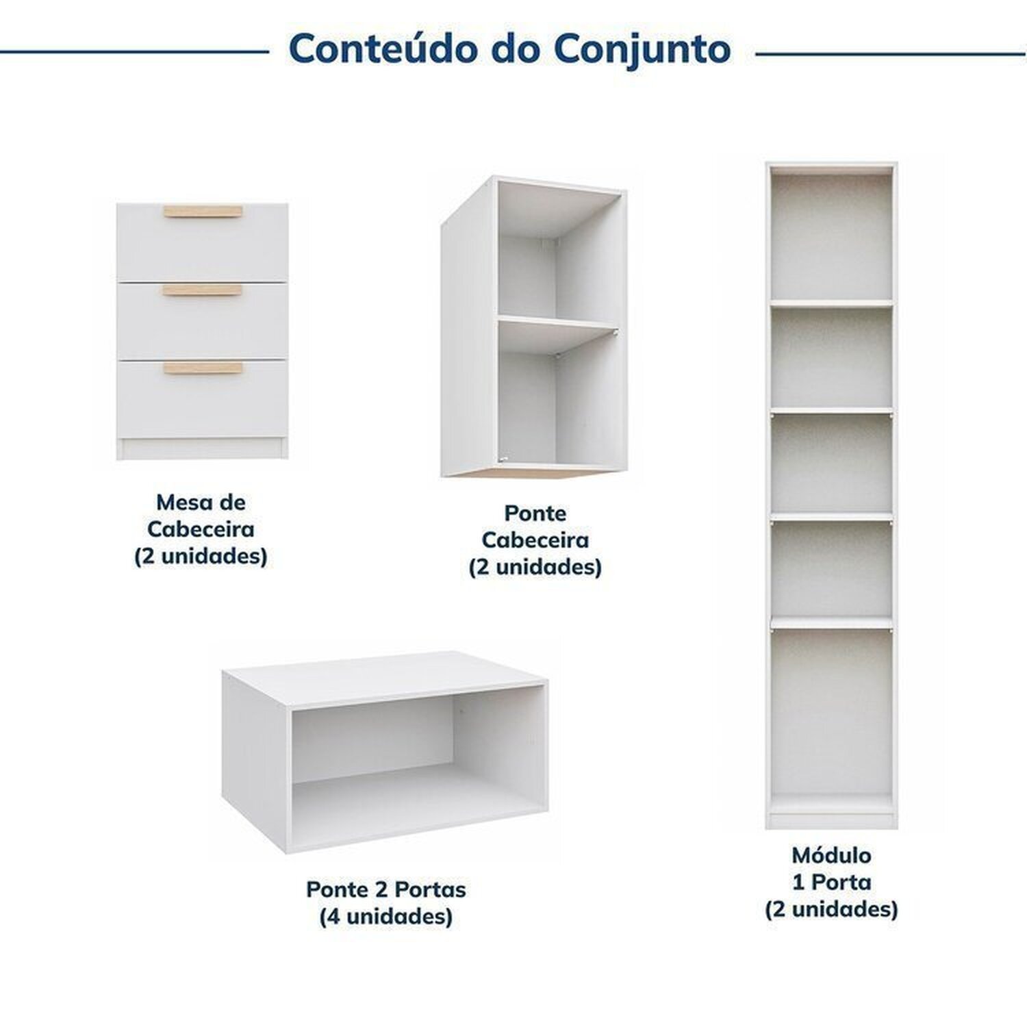 Guarda-roupa Modulado 10 Peças 12 Portas 2 Mesas Cabeceira Jade Cabecasa Madeiramadeira - 5